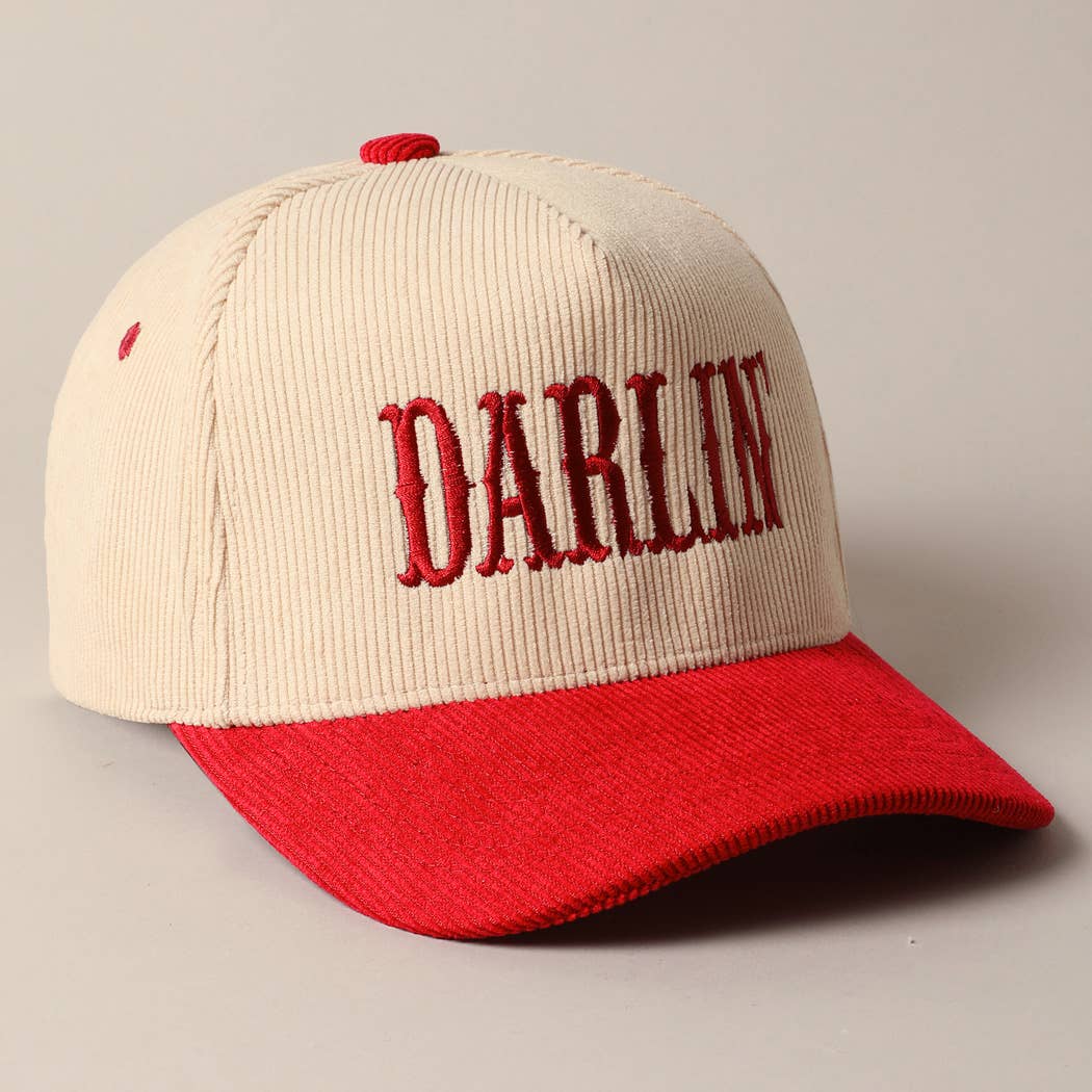 Fashion City - DARLIN' Corduroy Trucker Baseball Cap: BEIGE / ONE SIZE