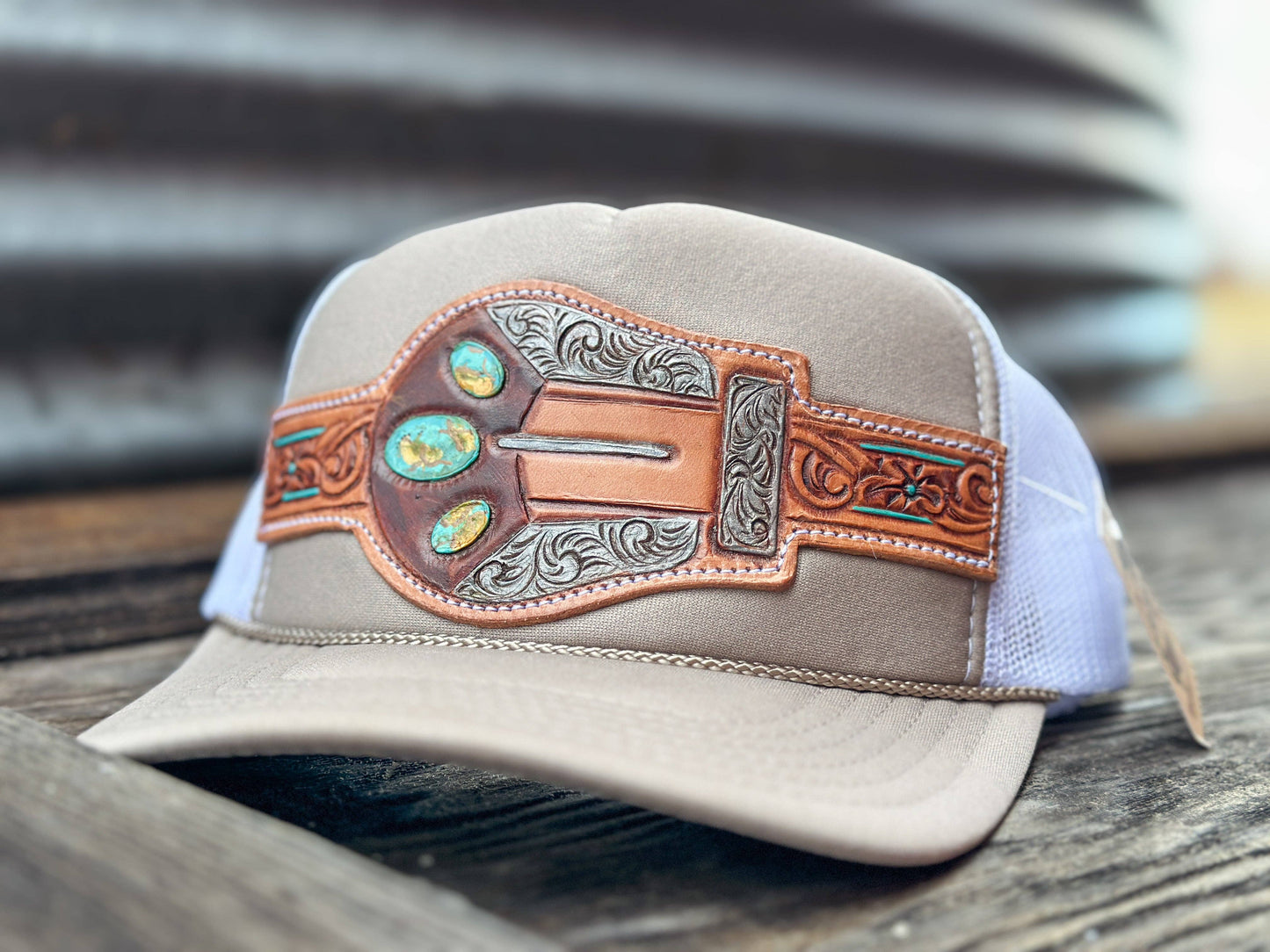 The Rodeo Rose - Turquoise Handtooled Buckle Cap