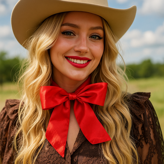 Rodeo Drive - Electric Red Western Skinny Mini Wild Rag Scarf / Cowgirl Necktie #TW306