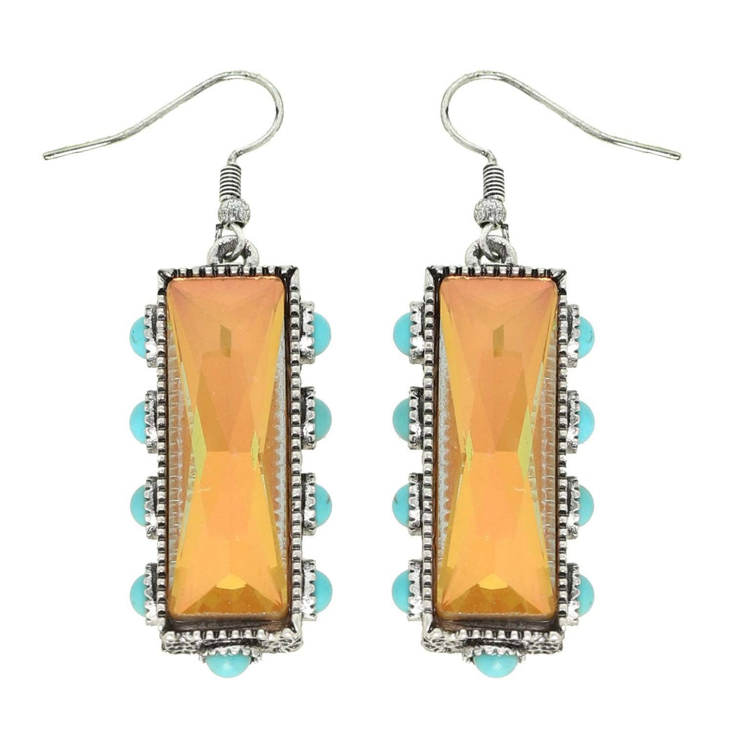 SP Sophia Collection - Western Turquoise Rectangle Gemstone Earrings: Teal