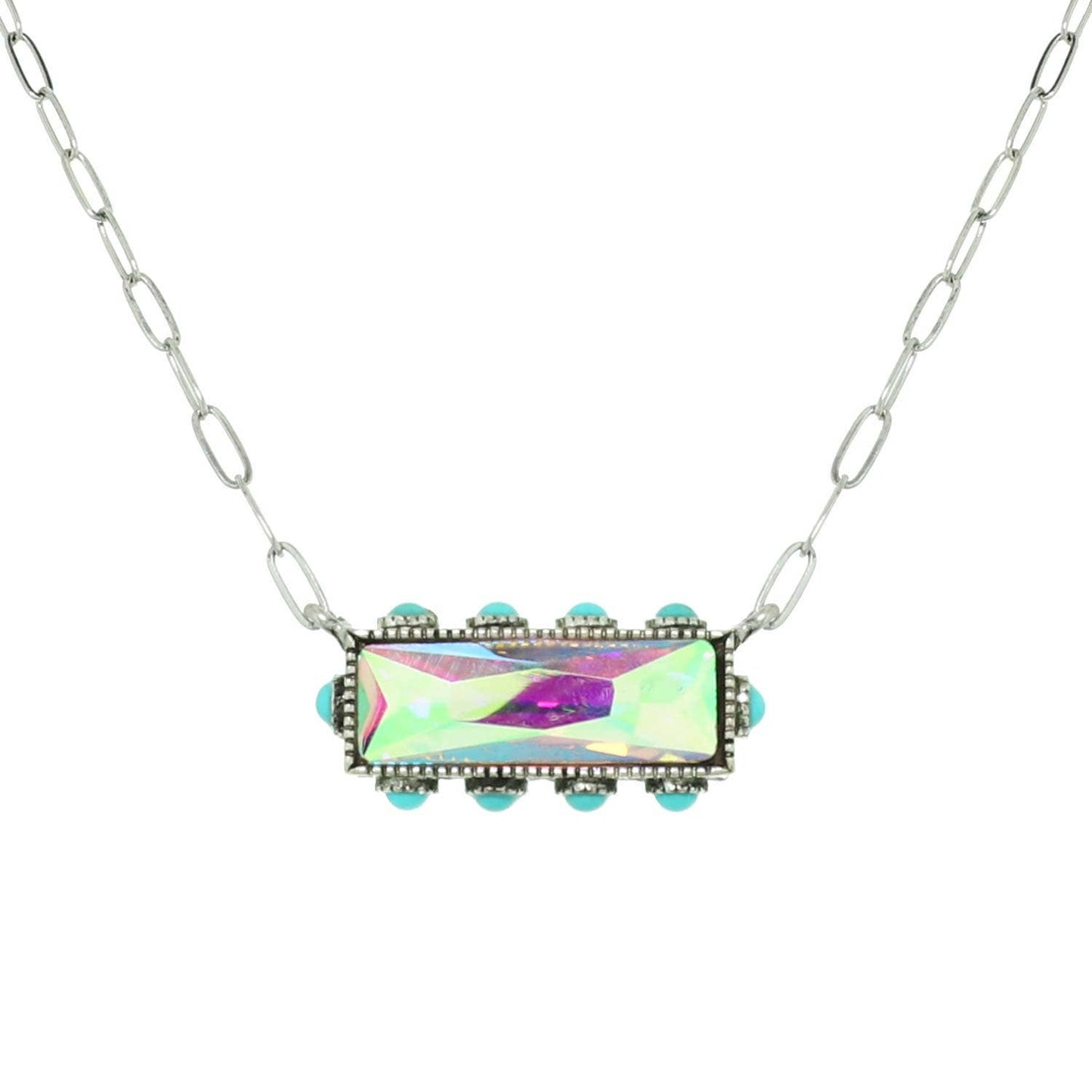 SP Sophia Collection - Western Horizontal Bar Gemstone Necklace: Blue