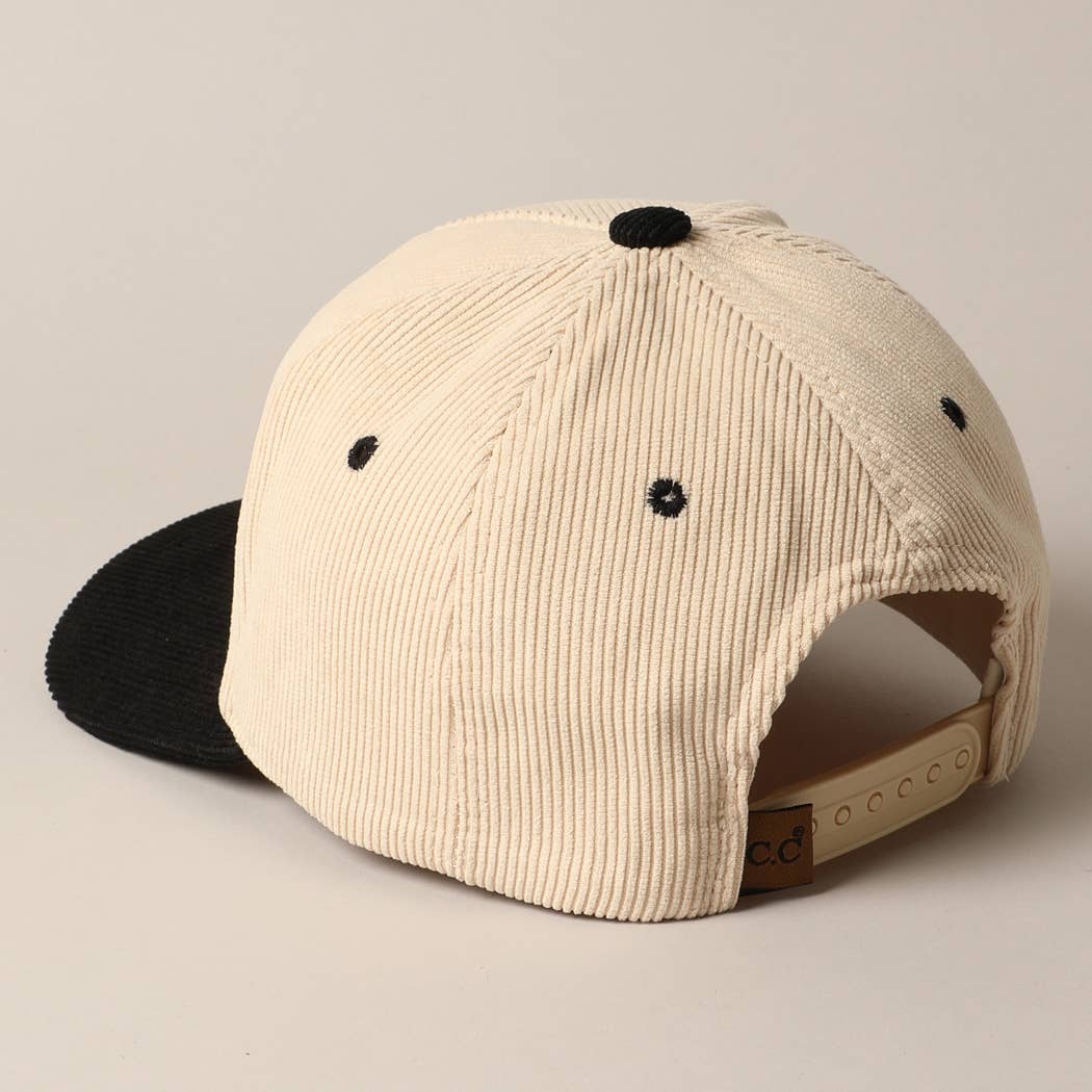Fashion City - DARLIN' Corduroy Trucker Baseball Cap: BEIGE / ONE SIZE