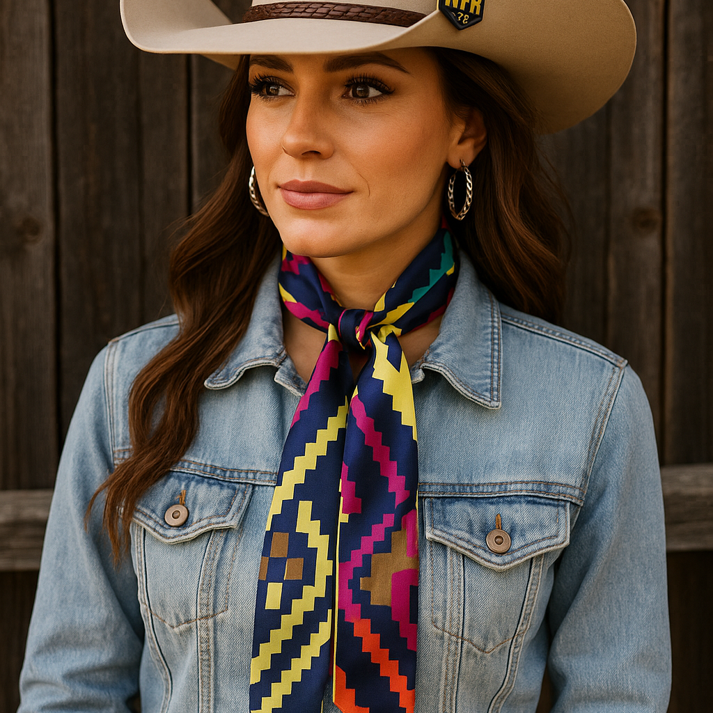 Rodeo Drive - Multi Colored Western Skinny Mini Wild Rag Scarf / Cowgirl Necktie #TW313