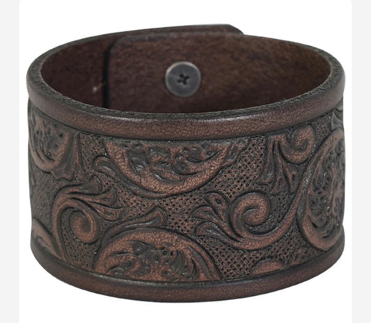 JUSTIN TOOLED LEATHER CUFF BRACELET