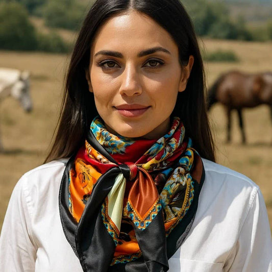 Rodeo Drive - 35X35" Black and Red Floral Paisley Wild Rag / Scarf WR1025