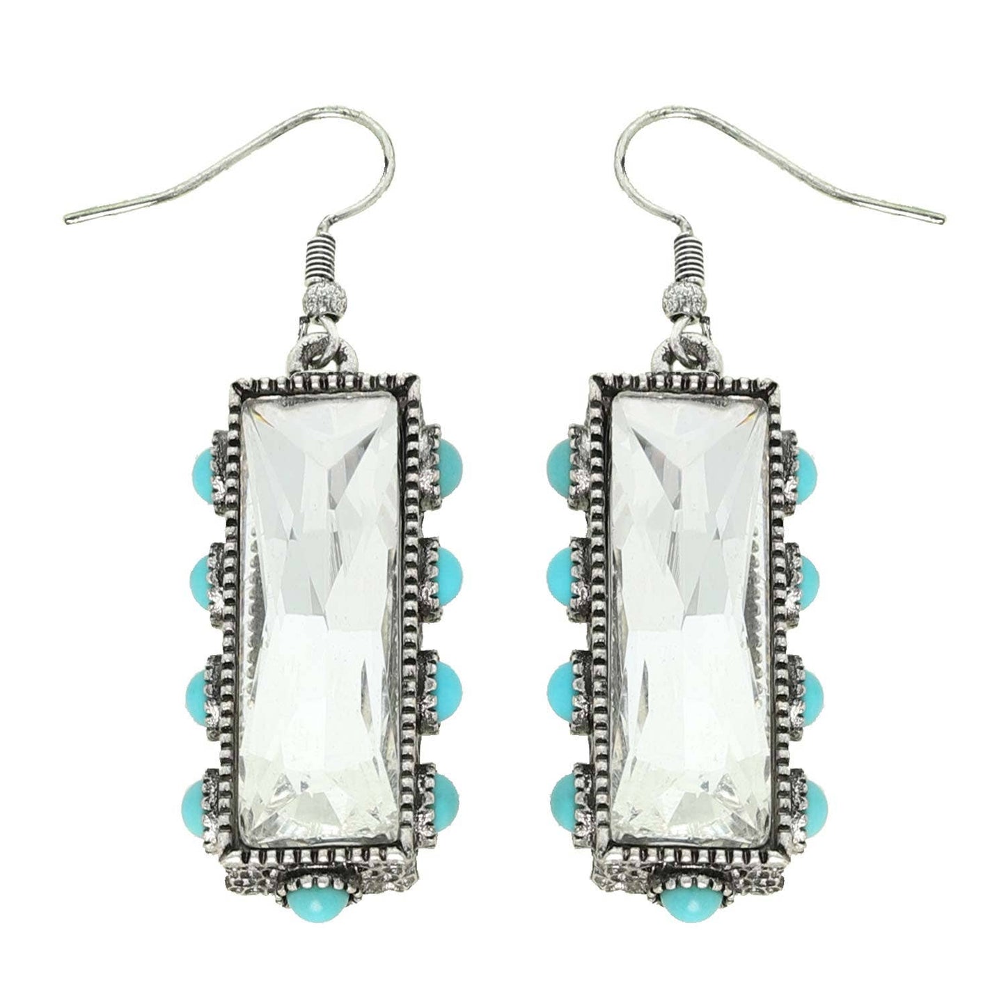 SP Sophia Collection - Western Turquoise Rectangle Gemstone Earrings: Turquoise