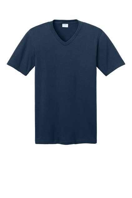 Print The Dream - Port & Company Core Cotton V-Neck Tee: Navy / 2XL