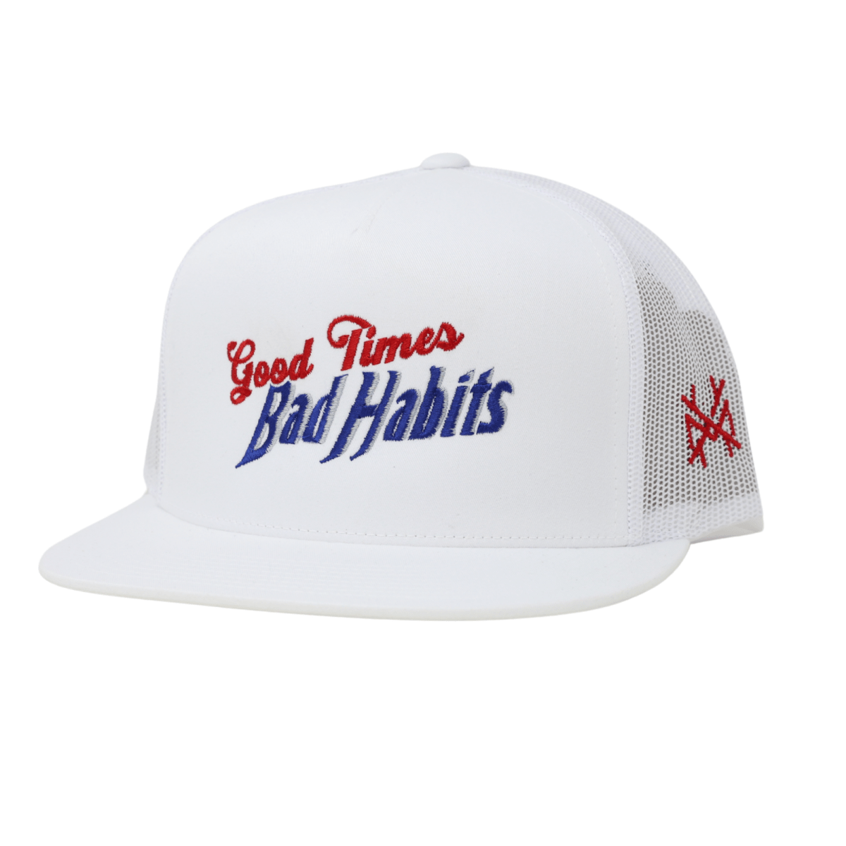The Mad Hatter Co - Good Times Bad Habits Trucker Hat: Trucker White