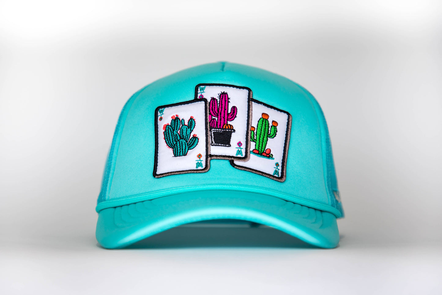 West & Co. - Turquoise Trucker Cap with Cactus Cards Patch