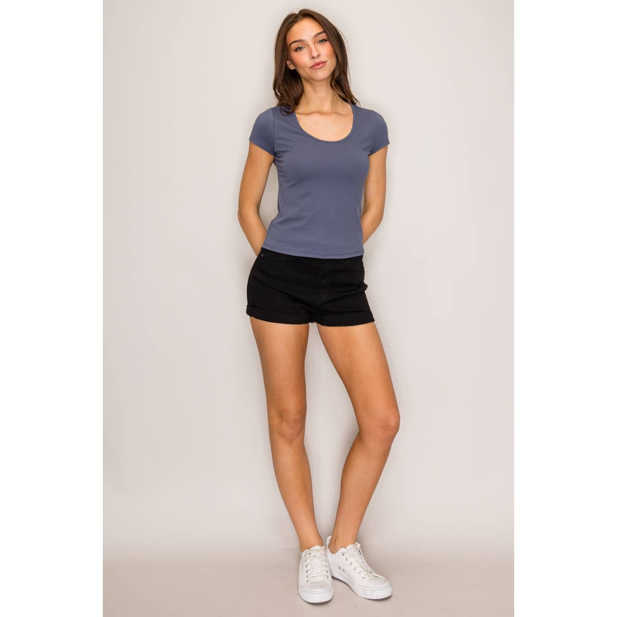 Popular 21 - Ultra Soft Scoop Neck Short Sleeve Top: Wine / S-M-L(2-2-2)