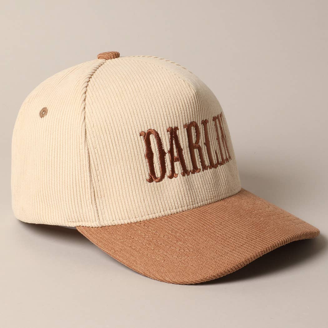 Fashion City - DARLIN' Corduroy Trucker Baseball Cap: BEIGE / ONE SIZE