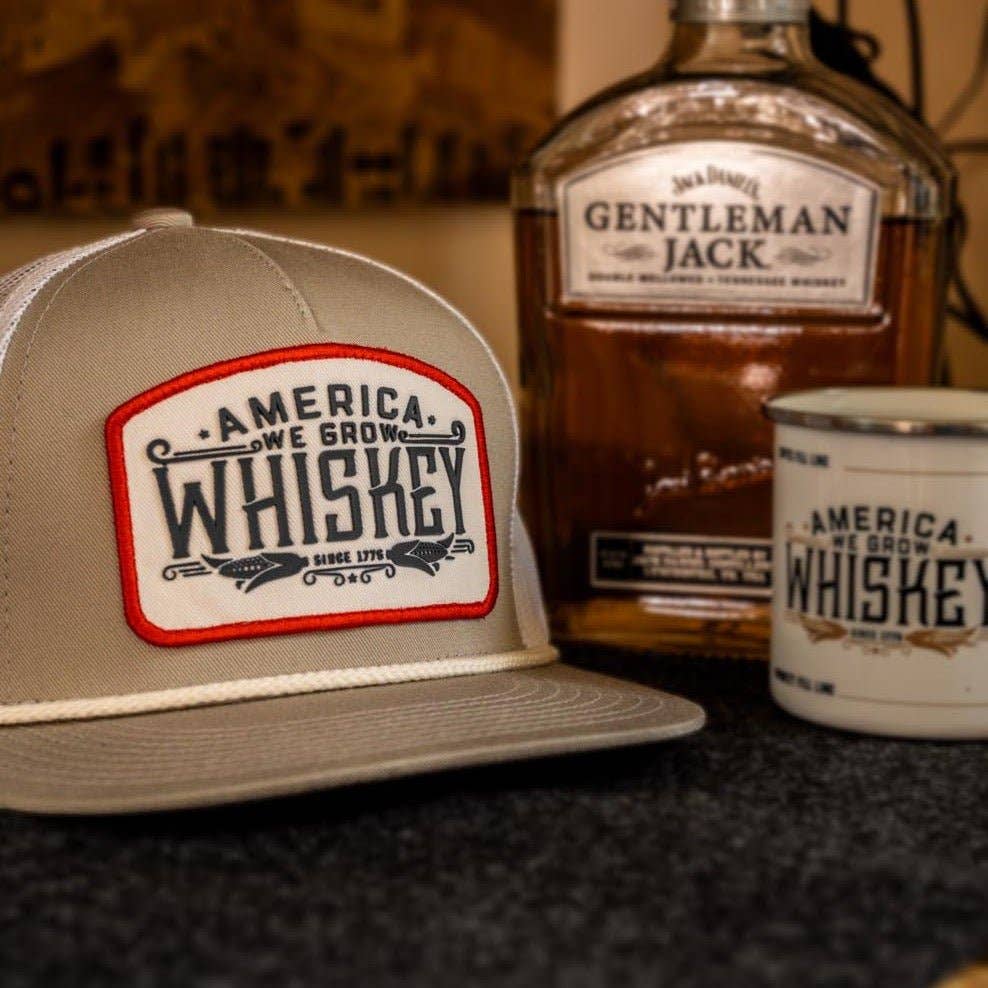 American Cattle Co - We Grow Whiskey Hat - Flat: Olive