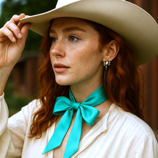 Rodeo Drive - Turquoise Western Skinny Mini Wild Rag Scarf / Cowgirl Necktie #TW301