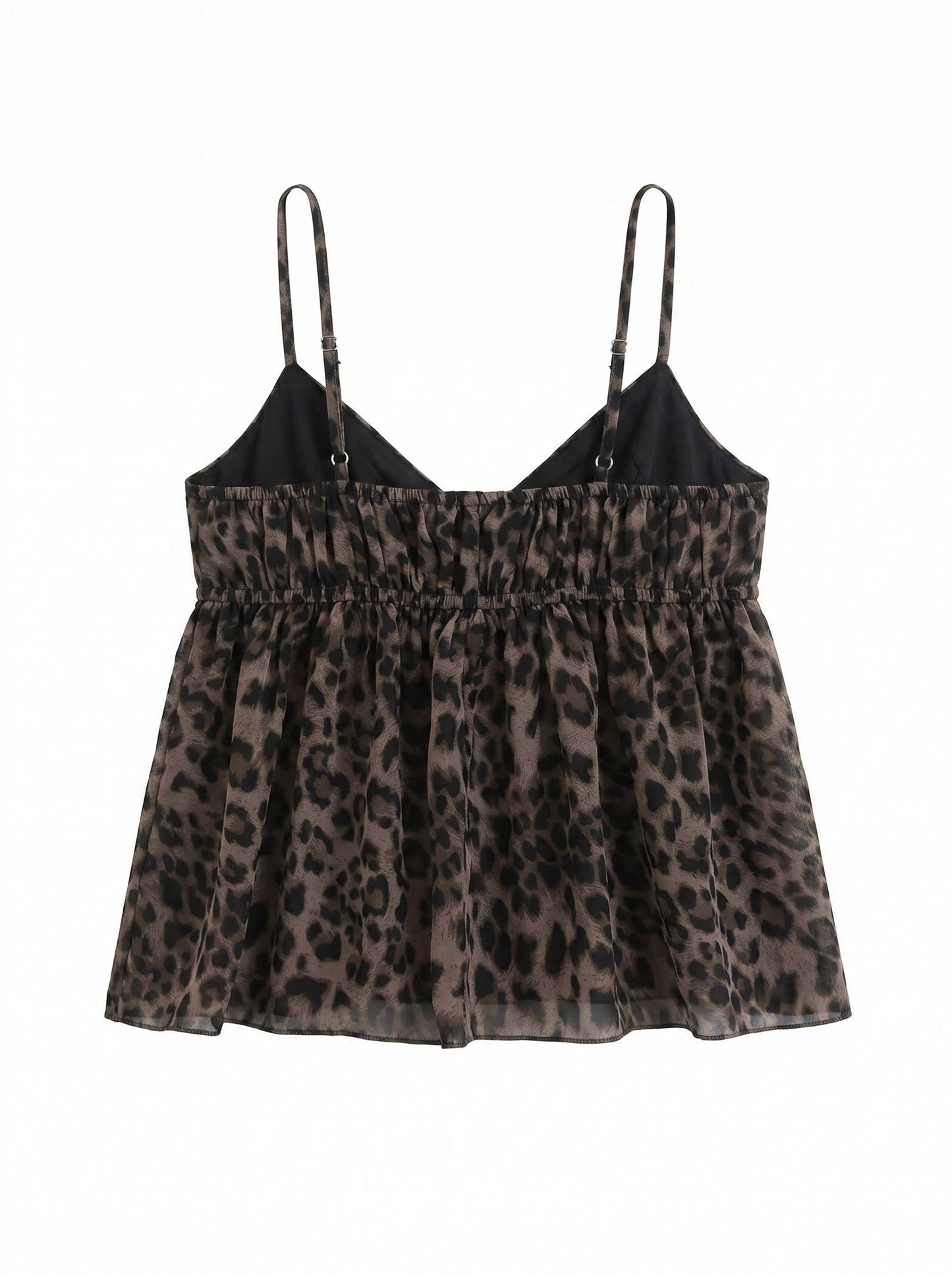J LINE - LEOPARD LACE TRIM RUFFLE LAYERED CAMI TOP: LEOPARD / S-M-L(2-2-2)