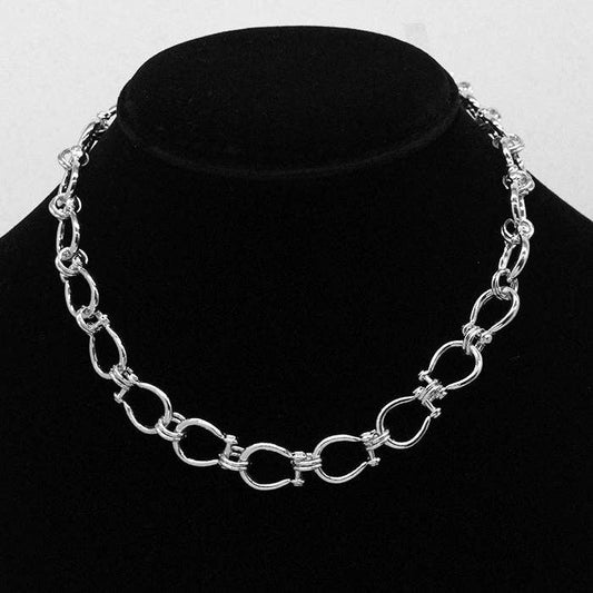 Turquoise Haven - 230688 R3-32 Silver-Tone Interlocking Link Chain Necklace