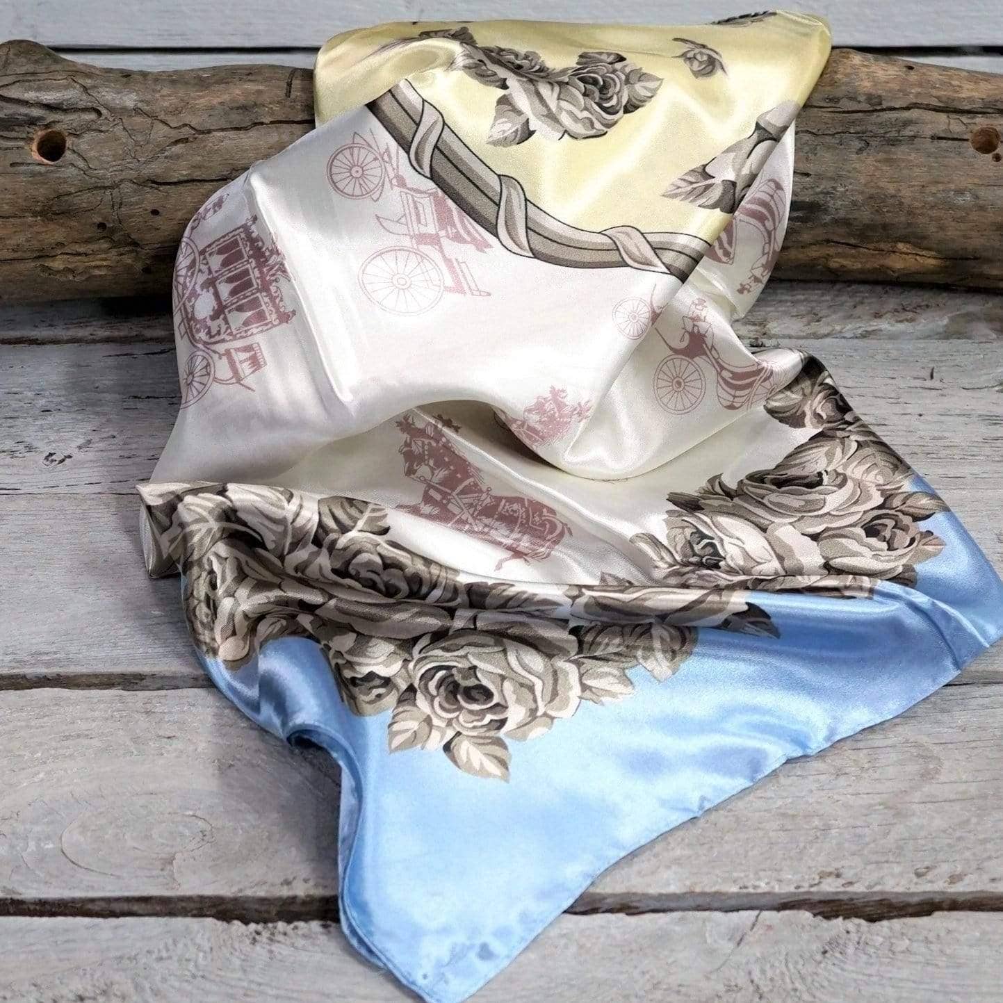 Rodeo Drive - 35X35" Pale Blue & Cream Floral Wild Rag/Scarf WR590