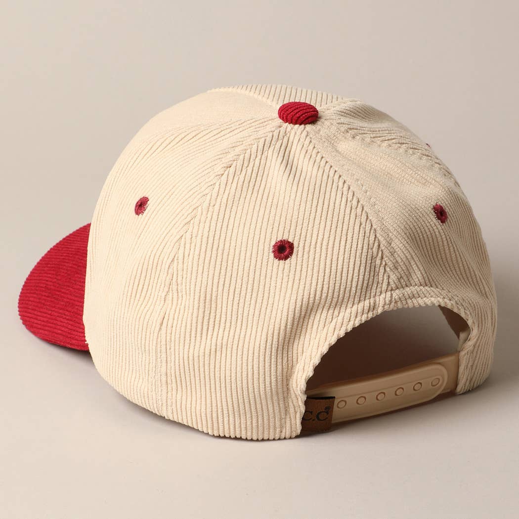 Fashion City - DARLIN' Corduroy Trucker Baseball Cap: BEIGE / ONE SIZE