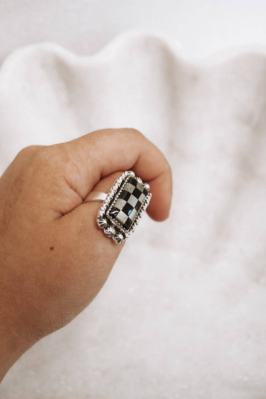 Krush Kandy - Checkered Bar Ring | By KKB: Pyrite