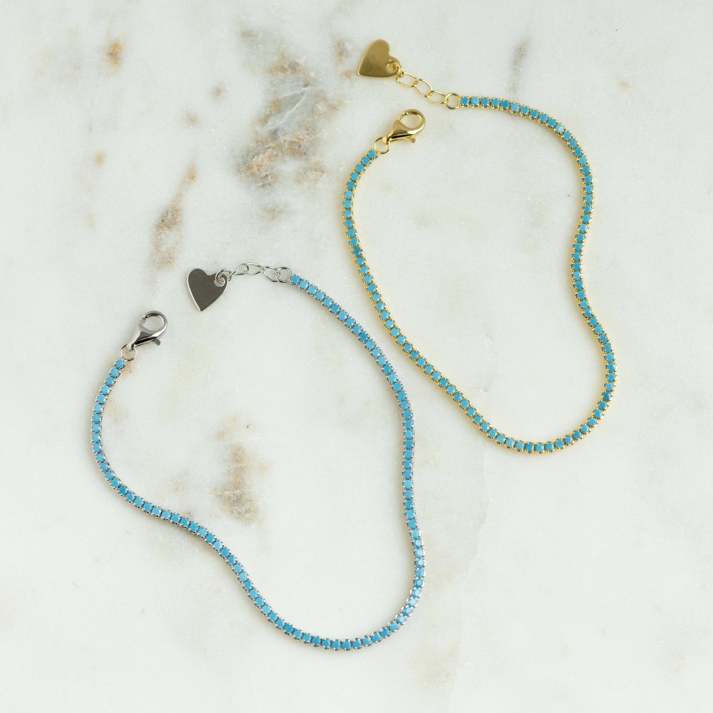 Sami Jewels - Turquoise Tennis Bracelet: Gold / 6.75" + 0.5" Ext.