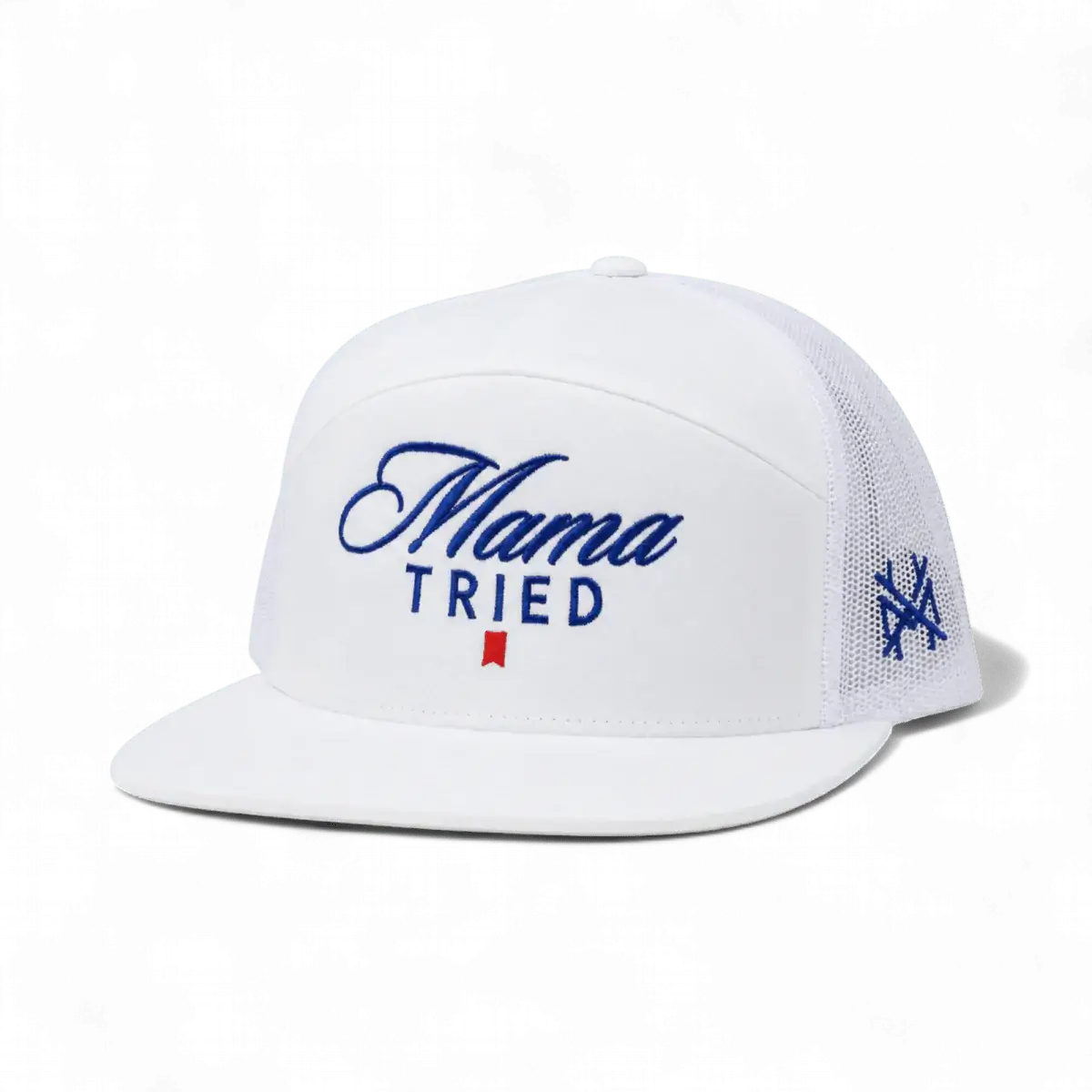 The Mad Hatter Co - Mama Tried Ultra Trucker Hat: Flat Bill White