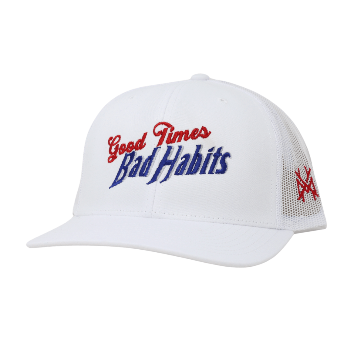 The Mad Hatter Co - Good Times Bad Habits Trucker Hat: Trucker White