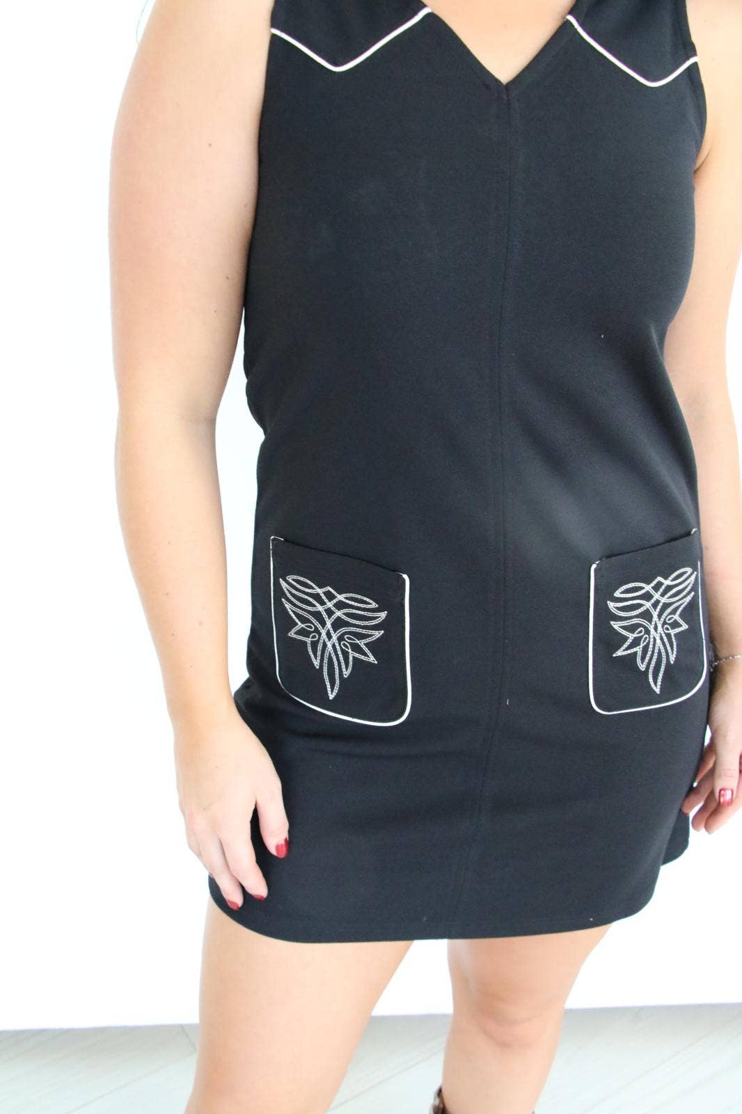 Turquoise Haven - TH1407A S176 HEMP Black Shift Dress (1 Piece): S