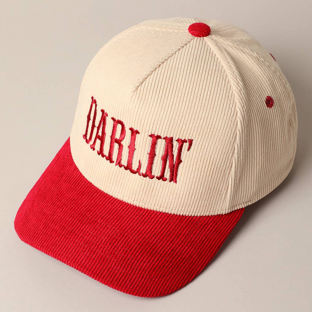 Fashion City - DARLIN' Corduroy Trucker Baseball Cap: BEIGE / ONE SIZE