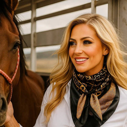 Rodeo Drive - 35X35" Black and Yellow Multi Pattern Wild Rag / Scarf WR1032