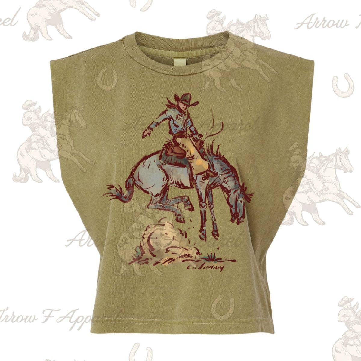 Arrow F Apparel - High Times| Western Graphic Muscle Tank: Gold / L