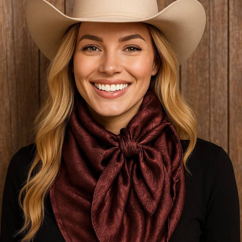 Rodeo Drive - 35X35" Dark Brown Jacquard Wild Rag / Scarf WR4086