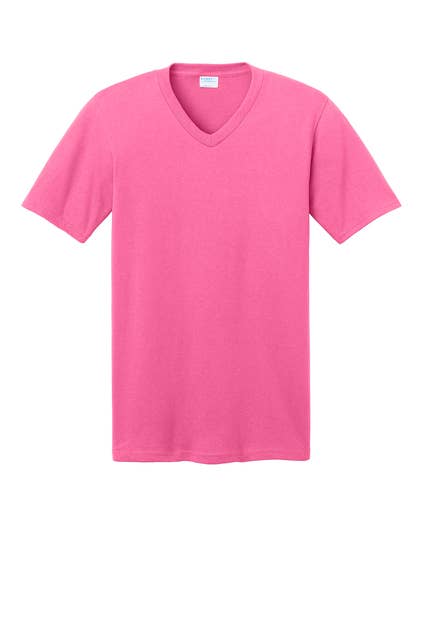 Print The Dream - Port & Company Core Cotton V-Neck Tee: Navy / XL
