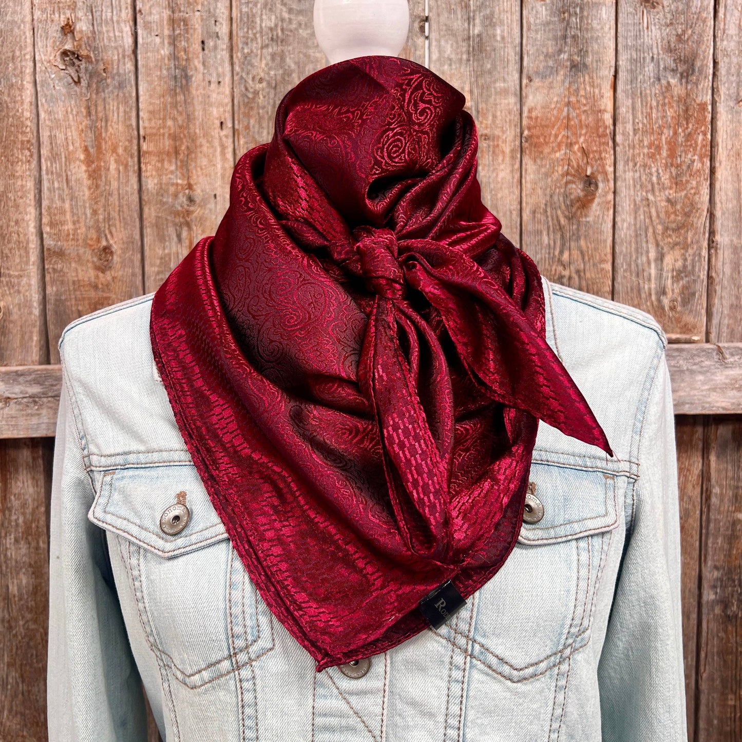 Rodeo Drive - 35X35" Burgundy Jacquard Wild Rag / Scarf WR4035