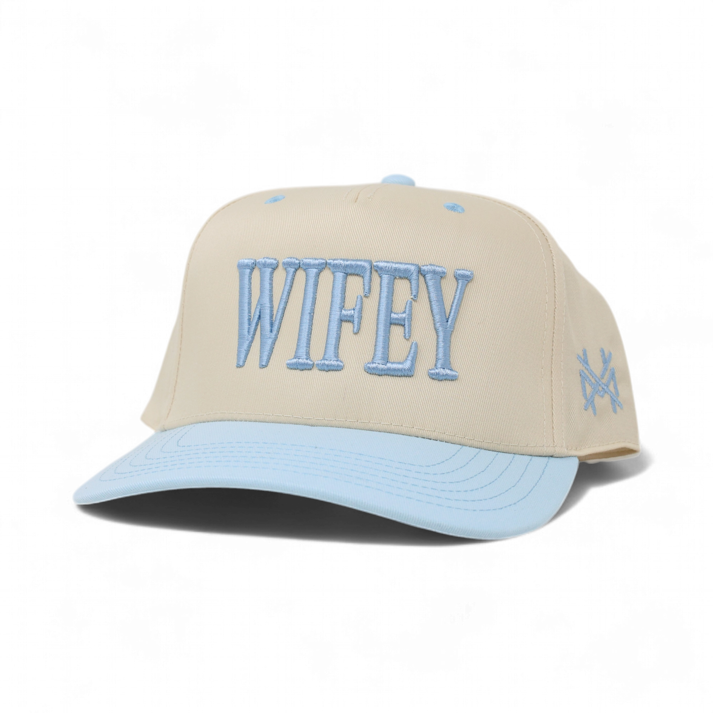 The Mad Hatter Co - Wifey Trucker Hat: Retro Black with Blue Thread
