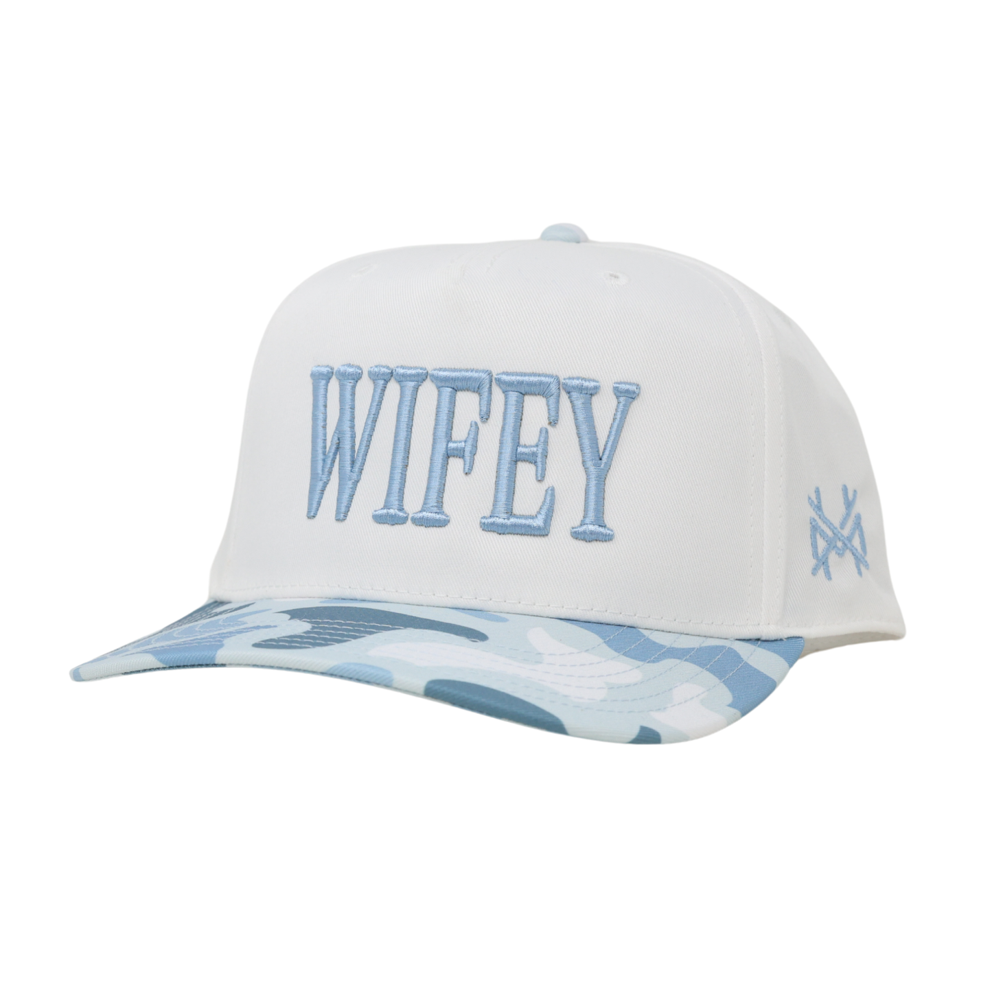 The Mad Hatter Co - Wifey Trucker Hat: Retro Black with Blue Thread