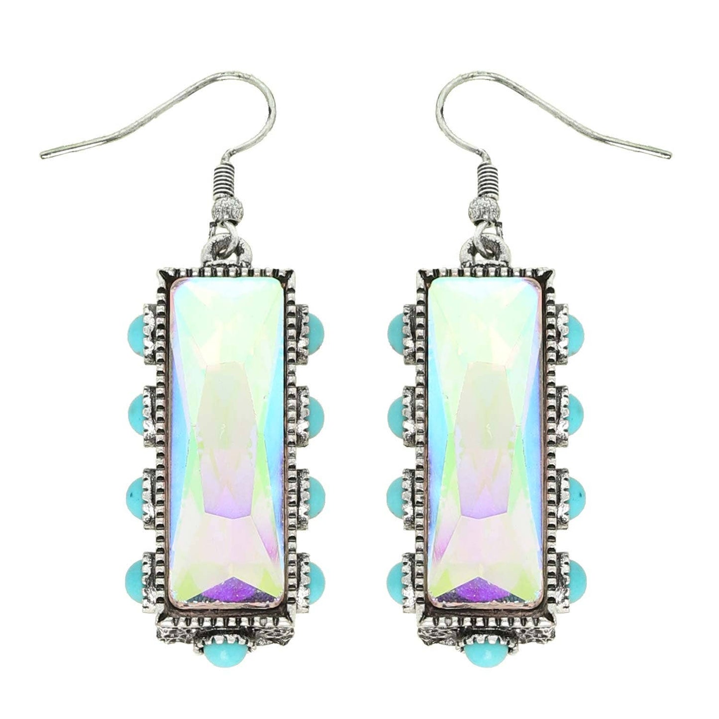 SP Sophia Collection - Western Turquoise Rectangle Gemstone Earrings: Turquoise