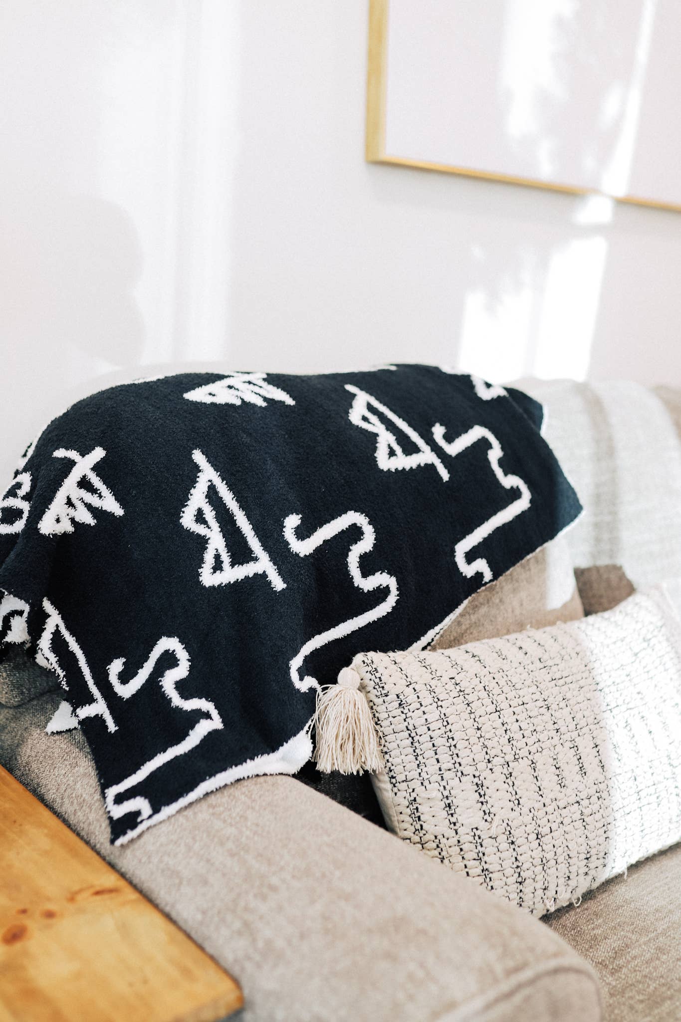 The Front Porch Label - Black Brand Throw Blanket