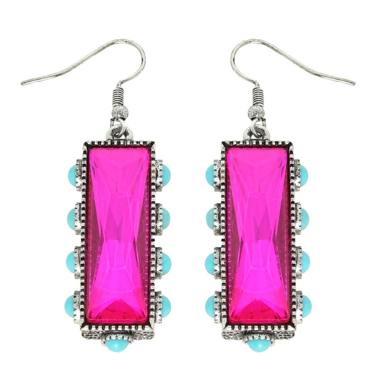 SP Sophia Collection - Western Turquoise Rectangle Gemstone Earrings: Iridescent