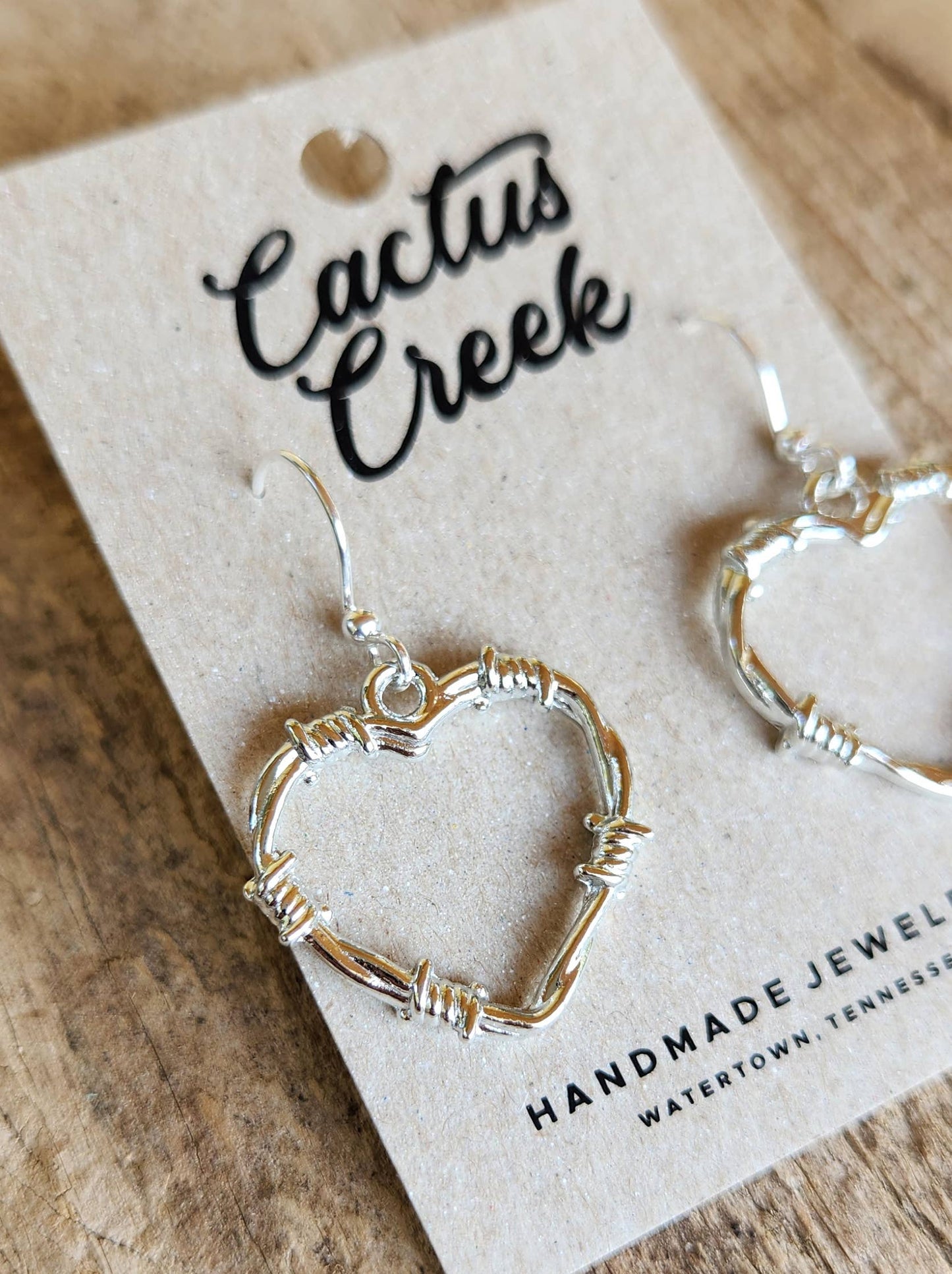 Cocklebur Clothing Co. - Barbed Wire Heart Earrings