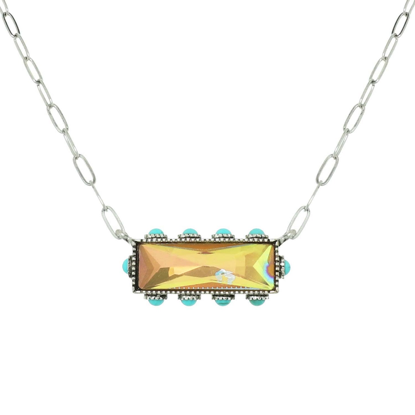 SP Sophia Collection - Western Horizontal Bar Gemstone Necklace: Crystal