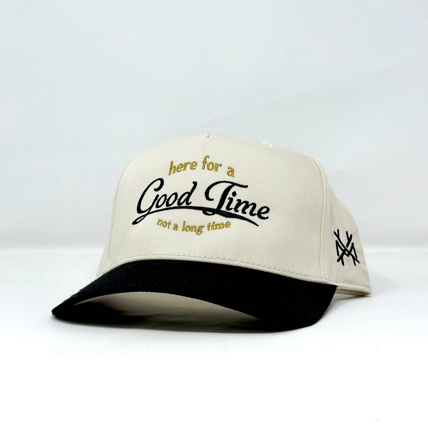 The Mad Hatter Co - MHC Here For a Good Time Trucker Hat: Black/ White Otto