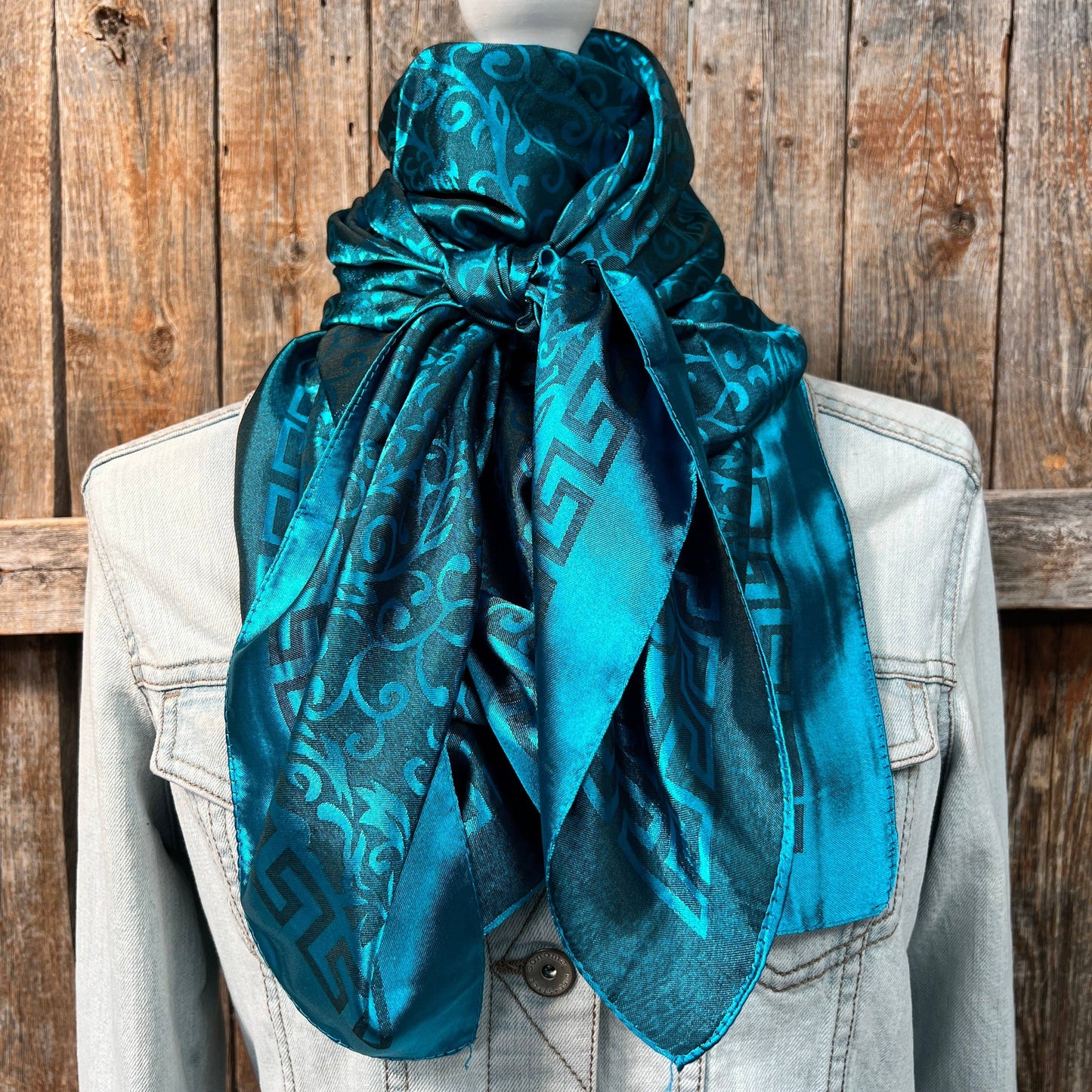 Rodeo Drive - 42X42"  Teal Jacquard XL Wild Rag / Scarf WR4202