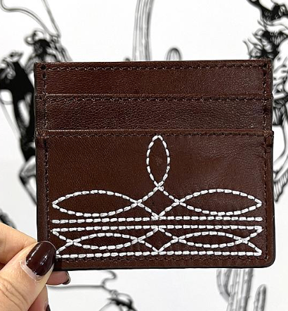 Honey Beez Boutique - Boot Stitch Leather Card Case: Brown