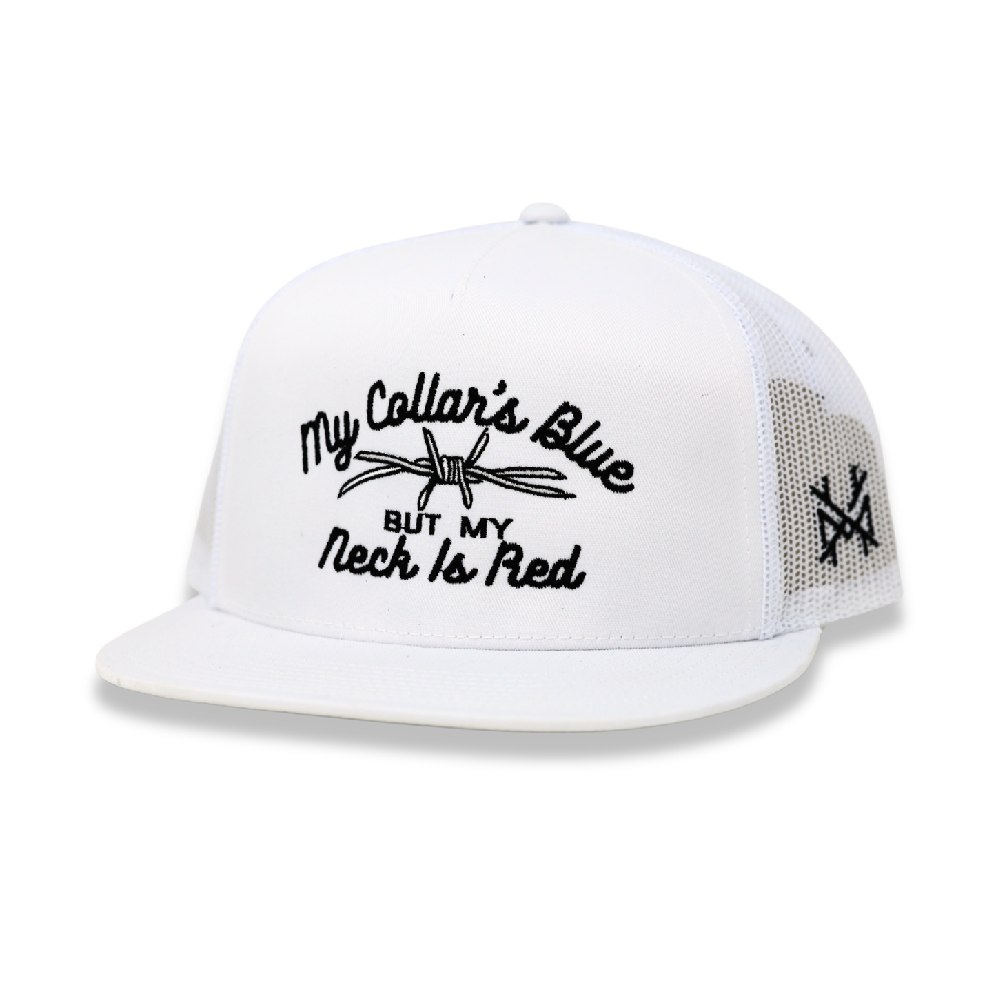 The Mad Hatter Co - My Collar's Blue but my Neck is Red Trucker Hat: Trucker Black