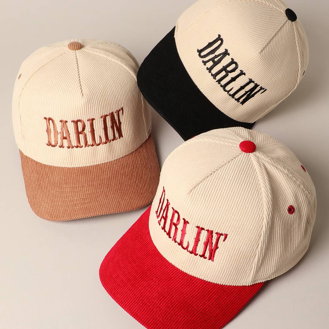 Fashion City - DARLIN' Corduroy Trucker Baseball Cap: BEIGE / ONE SIZE