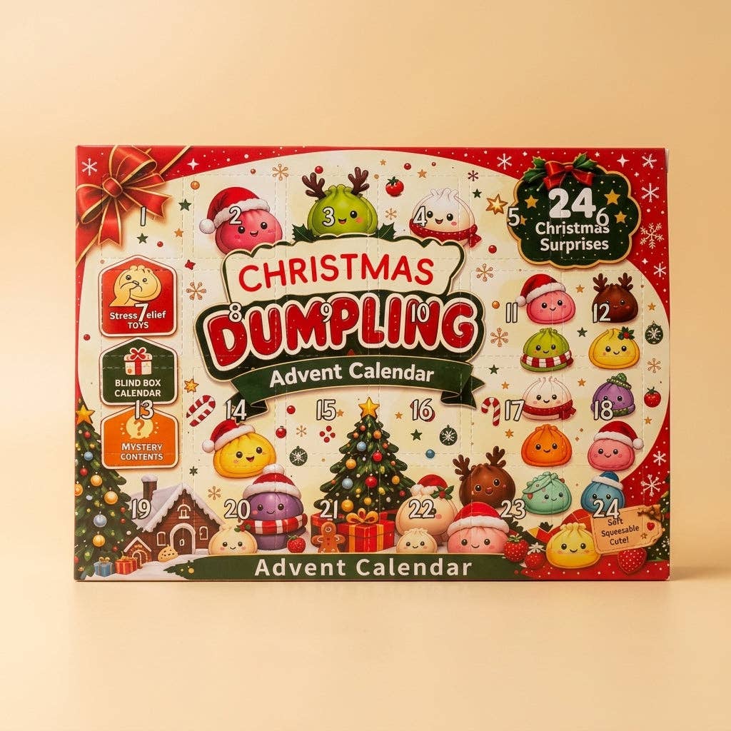 Aili's Corner - Christmas Holiday Advent Calendar- Mochi Dumpling Squishy- 24 Pcs Fidget Toy Set