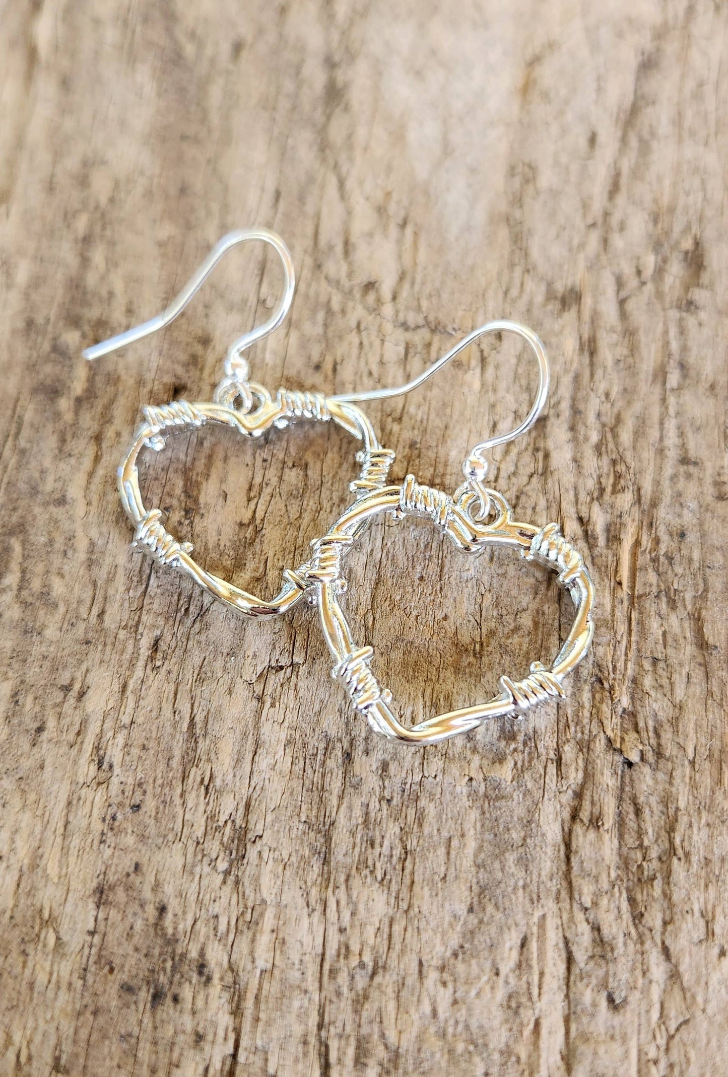 Cocklebur Clothing Co. - Barbed Wire Heart Earrings