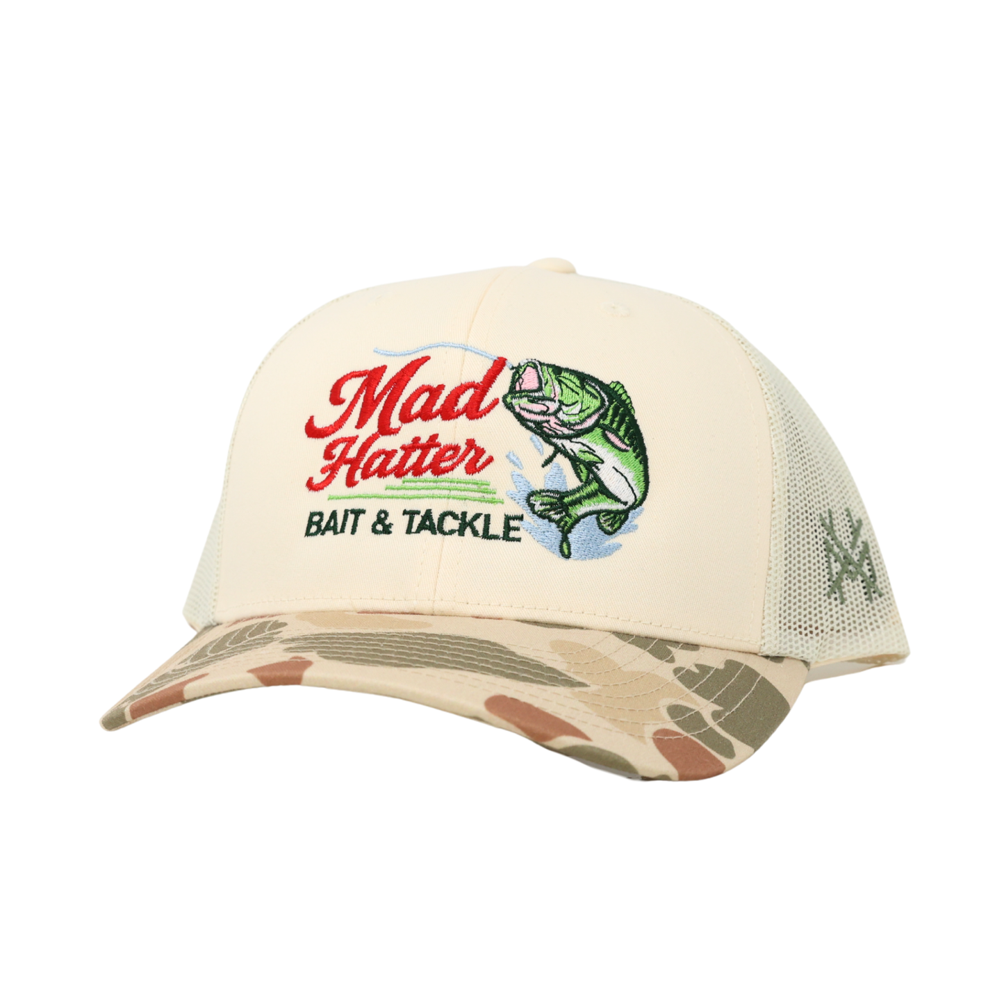The Mad Hatter Co - Bait & Tackle Fishing Trucker Hat: Trucker Harvest Camo/ Natural