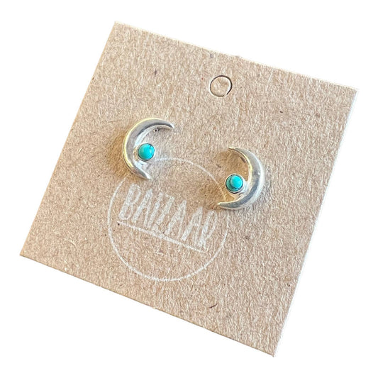 Baizaar - Sterling Silver Crescent Moon Stud Earring