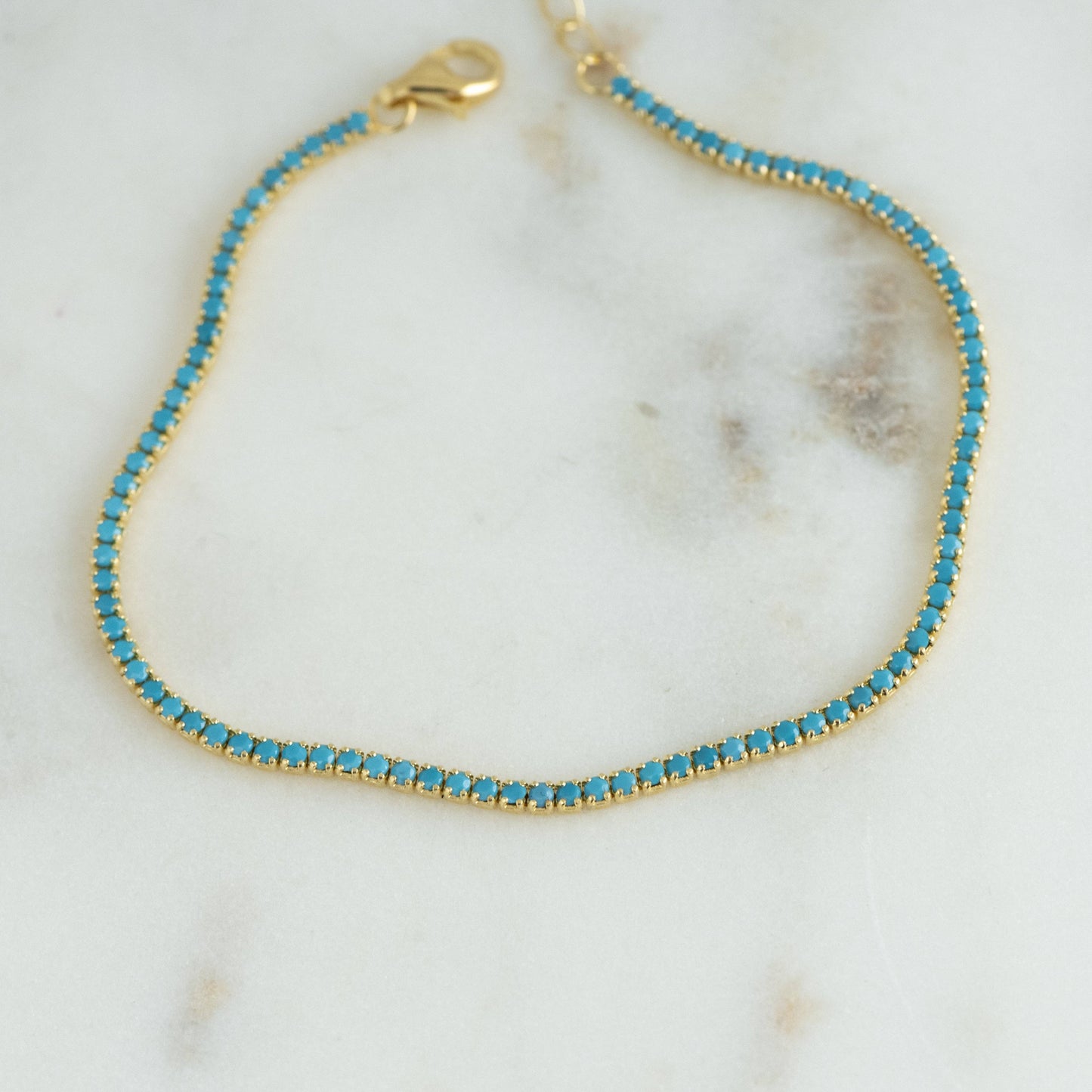 Sami Jewels - Turquoise Tennis Bracelet: Gold / 6.75" + 0.5" Ext.