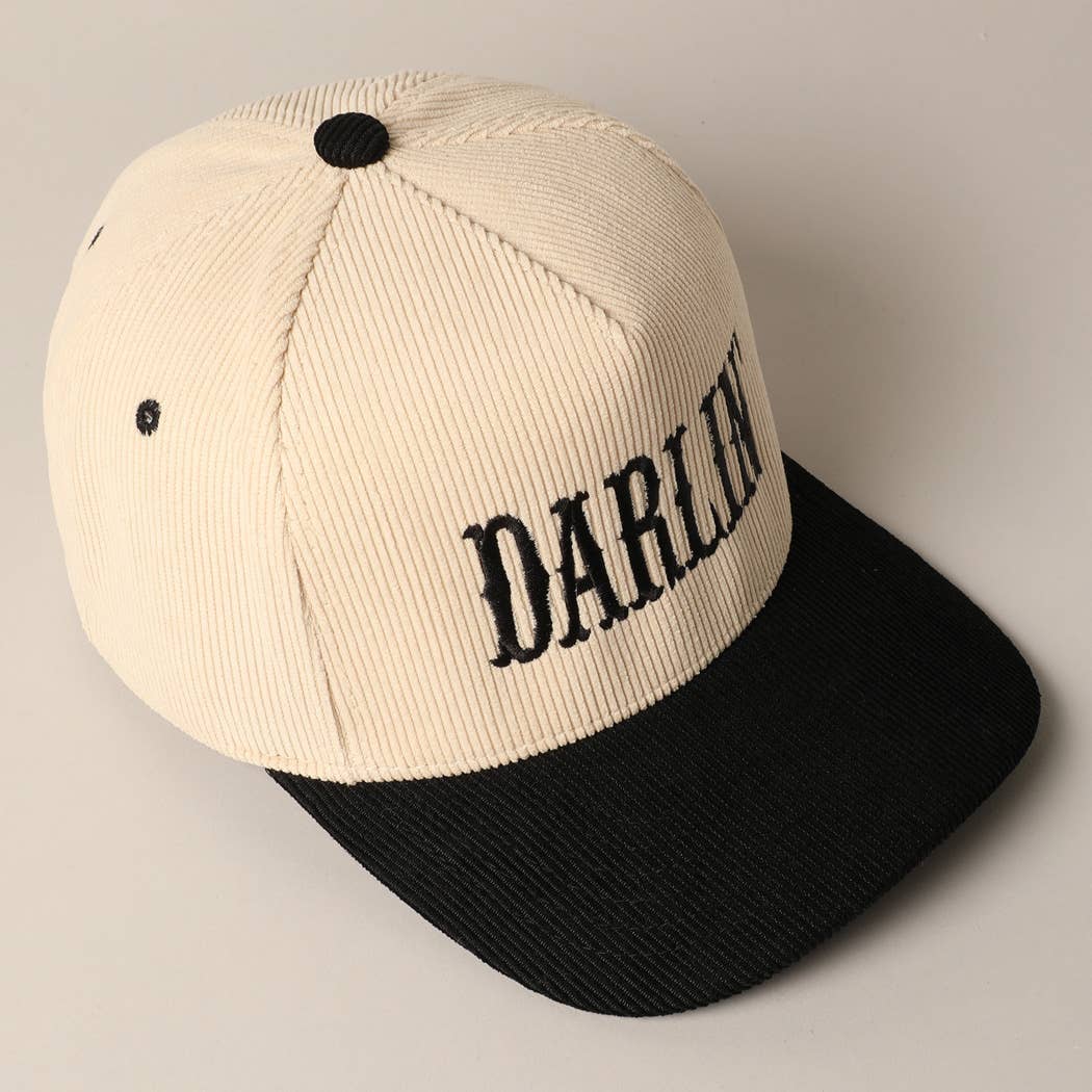 Fashion City - DARLIN' Corduroy Trucker Baseball Cap: BEIGE / ONE SIZE